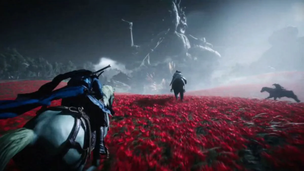 Where Winds Meet Promotional Image Horse Galloping in a floral field