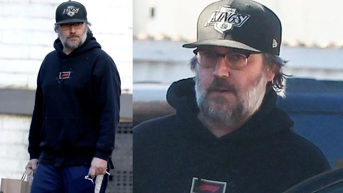 Michael Vartan unrecognizable in a rare 2026 Los Angeles sighting featuring a full gray beard and LA Kings hat.