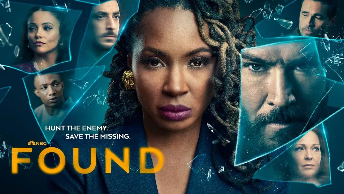 Official poster for Found TV series on NBC and Netflix featuring Shanola Hampton and Mark-Paul Gosselaar.
