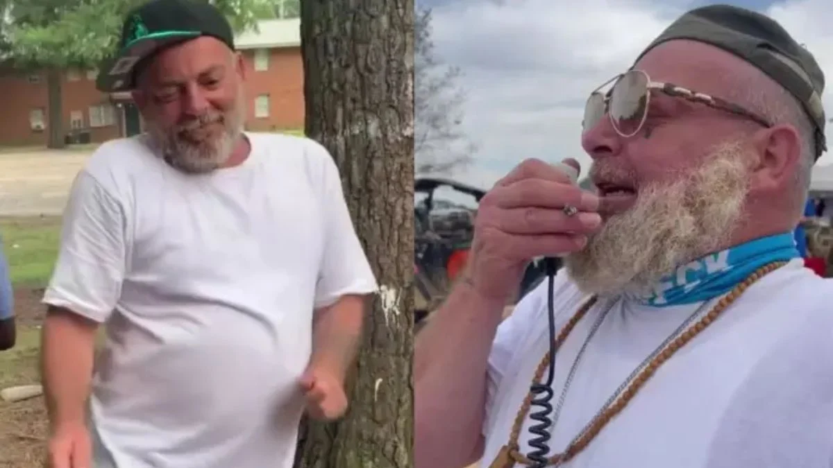 Side-by-side view of Memphis influencer Whyte Folkz (Jimmy McMahan) smiling and speaking into a microphone.