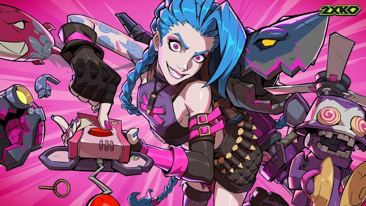 Jinx promotional artwork for Riot Games fighting game 2XKO alongside news of development team layoffs.