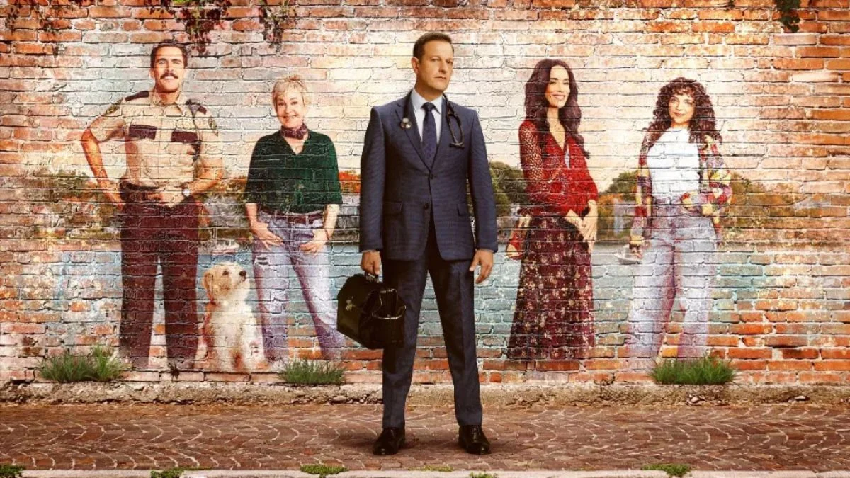 Best Medicine Fox cast ensemble featuring Josh Charles, Annie Potts, and Josh Segarra against a brick wall mural.