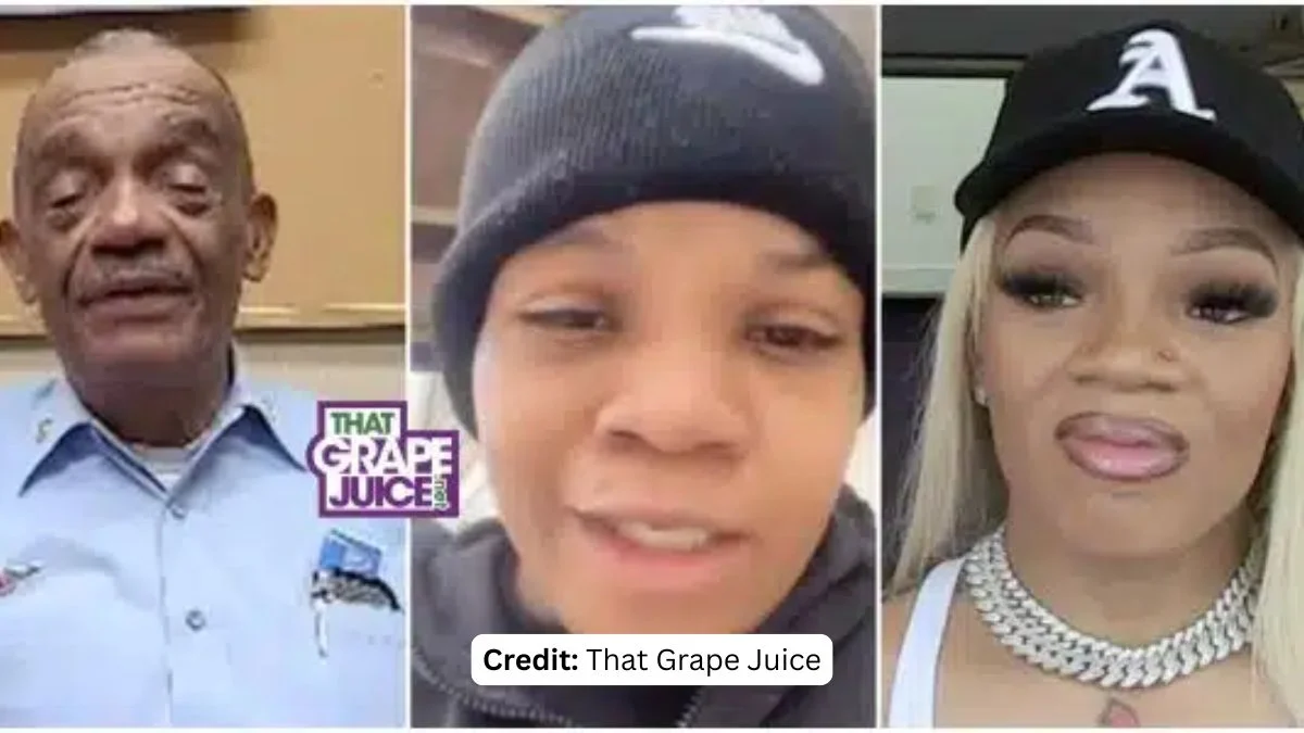 Split screen of GloRilla's father and Victoria Woods during family dispute.