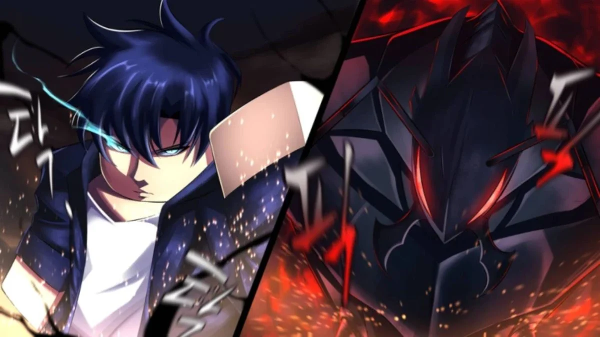 Anime-style promotional artwork for Sailor Piece featuring a blue-haired protagonist and a dark armored warrior.