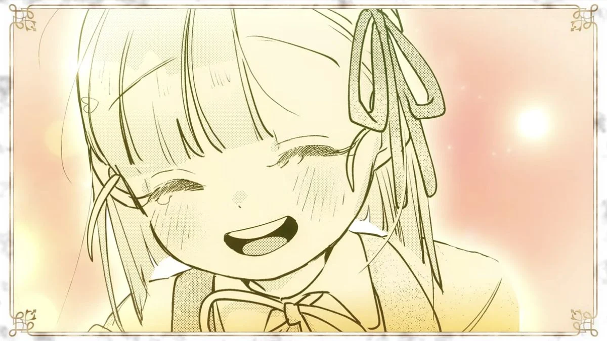 Close-up of Nonna smiling happily from the Victoria of Many Faces anime announcement.