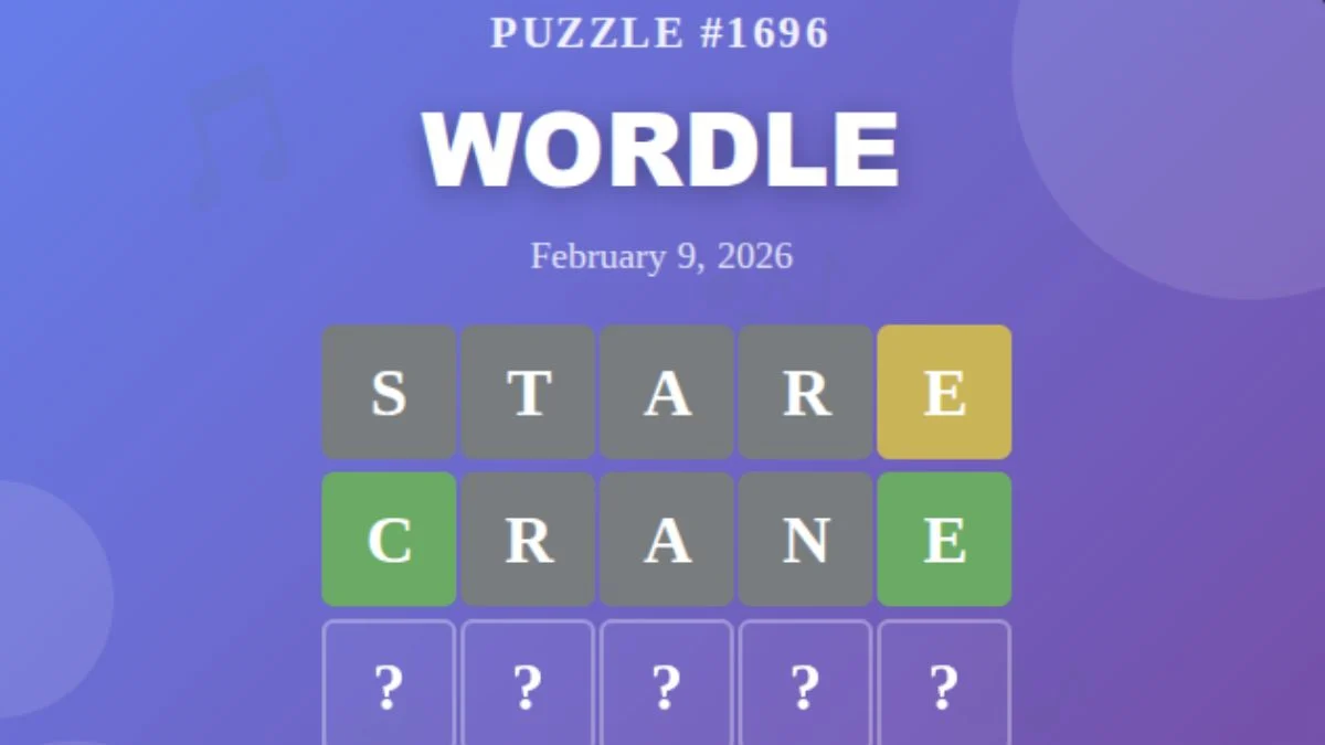 Wordle 1696 Answer for February 9, 2026 – Hints & Solution Guide