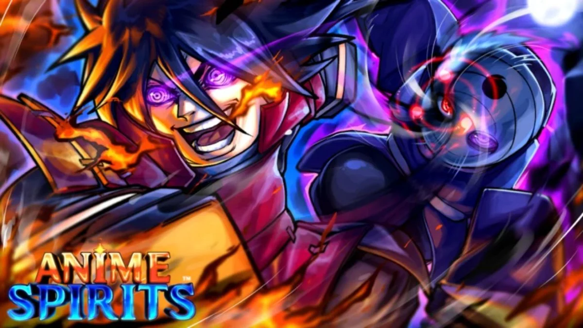 Vibrant digital artwork for Anime Spirits featuring iconic anime characters with glowing purple eyes and energy auras.