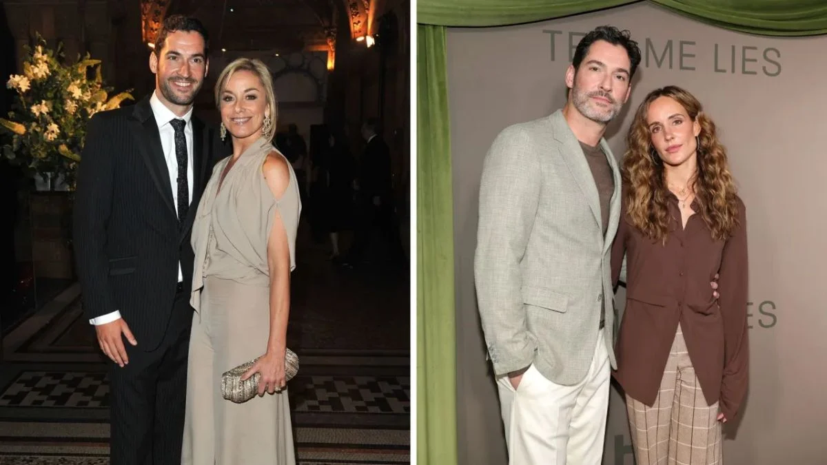 Tom Ellis and former wife Tamzin Outhwaite attending a formal red carpet event before their 2014 divorce.