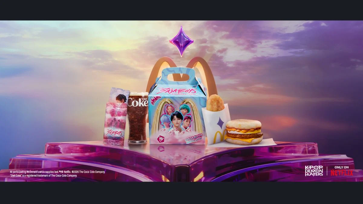 McDonald's Saja Boys Breakfast Meal featuring the Spicy Saja McMuffin and hash browns.