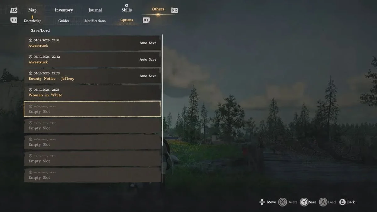 Crimson Desert Others menu showing the Save Load Game option selected