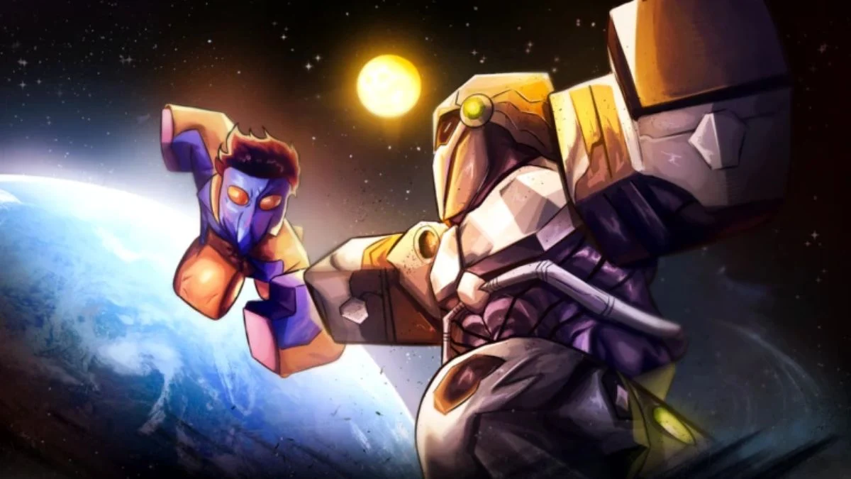 A high-energy promotional graphic for the Roblox game Invincible Showdown. The image features a superhero character inspired by the Invincible series mid-flight against a city backdrop.