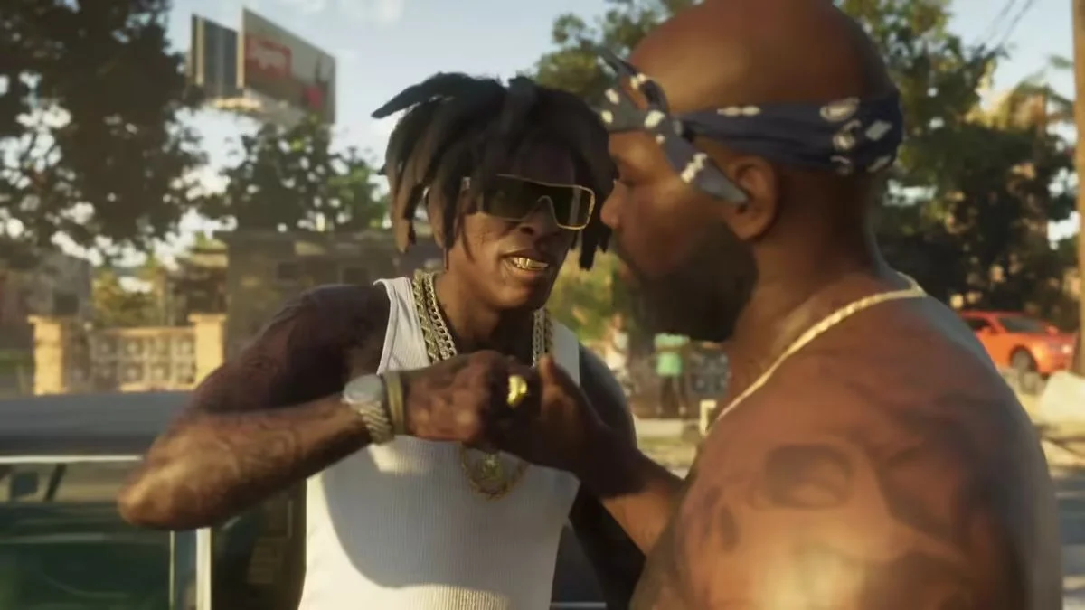 A visual representation of the rumored GTA 6 NPC dialogue and interaction system in Vice City.
