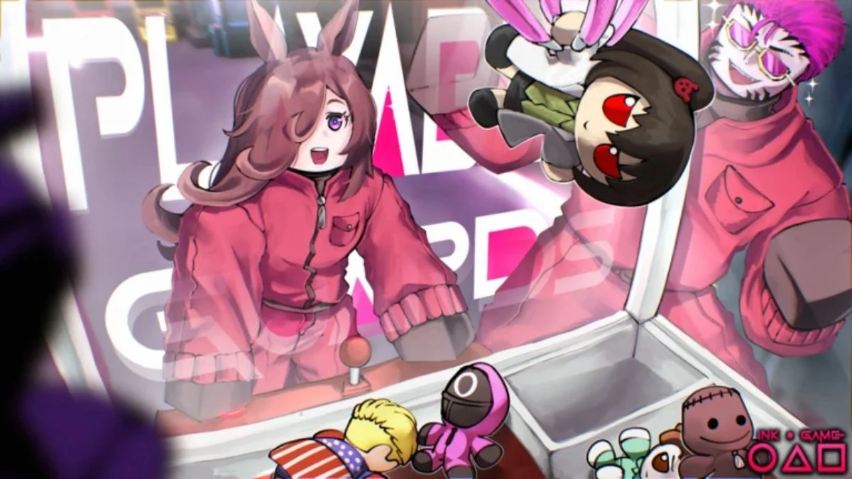 Players standing in a survival arena in Ink Game on Roblox, inspired by Squid Game.