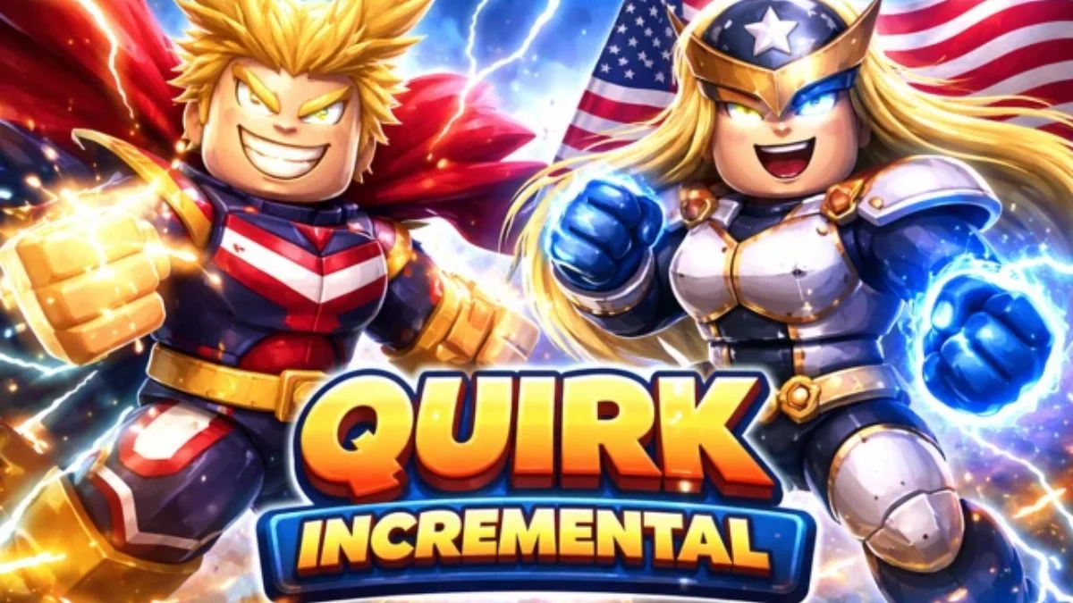 Roblox Quirk Incremental promotional art featuring anime-style hero characters inspired by My Hero Academia with a bright blue game logo.