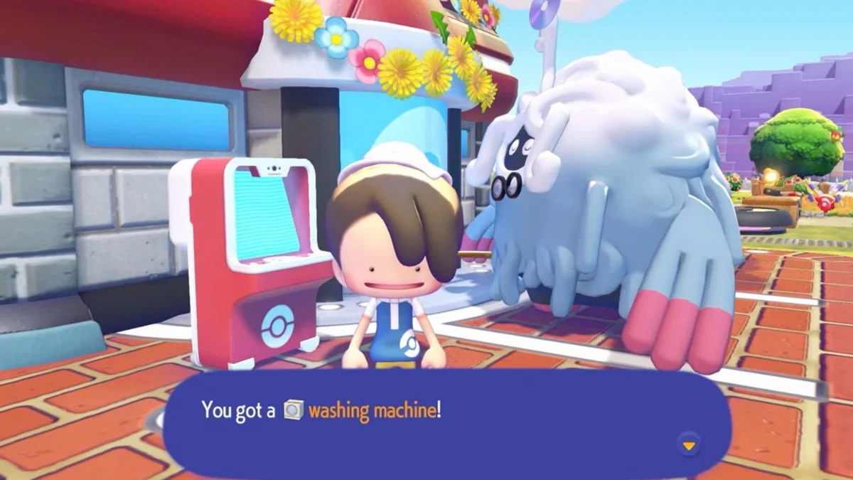 The Washing Machine item in Pokémon Pokopia being unlocked at Bleak Beach Environment Level 5.