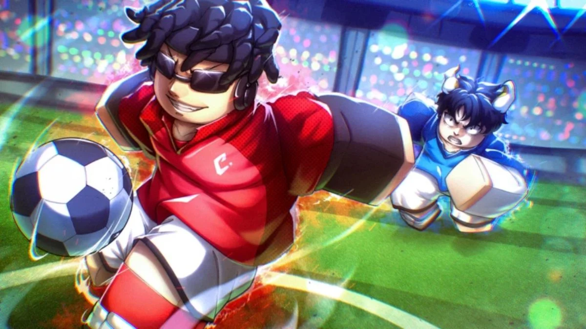 Soccer Zero Roblox promotional art featuring anime-style football characters and high-speed action.