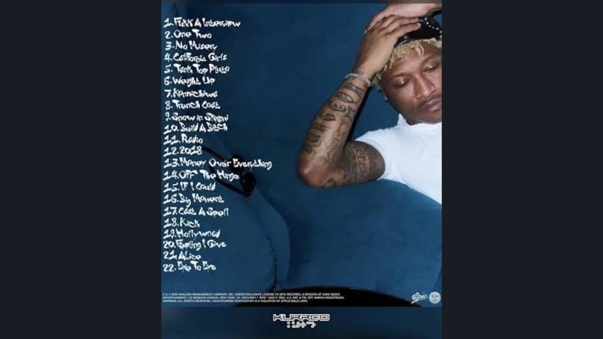 Official back cover tracklist for Future's album The Real Me listing all 22 tracks.