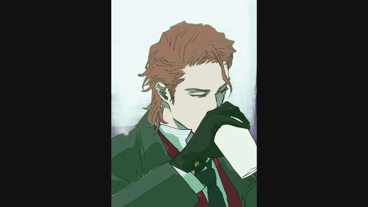 ite Kubo's new illustration of Sosuke Aizen sipping from a cup in stylish modern attire