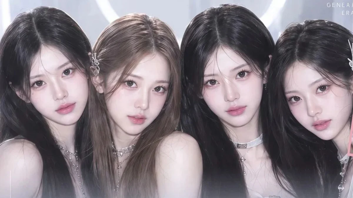 Four AI-generated members of Chinese virtual girl group BABYQUEEN posing closely together
