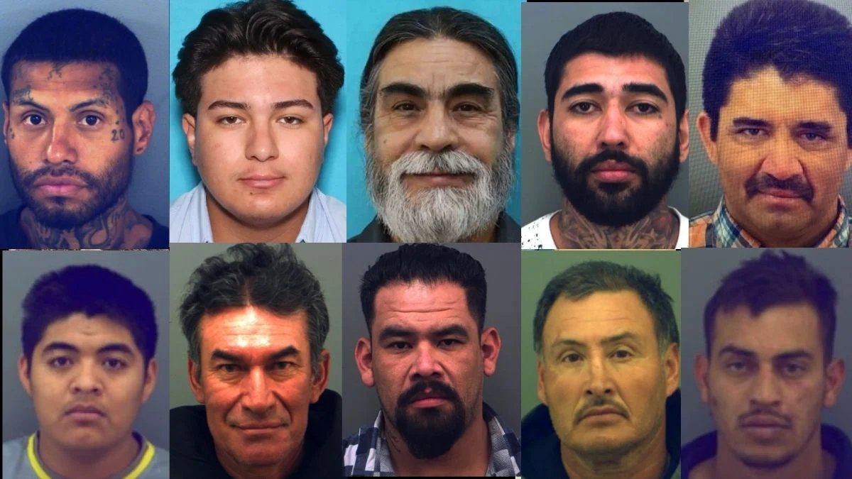 Mugshot grid featuring 10 fugitives wanted by Crime Stoppers of El Paso and local law enforcement